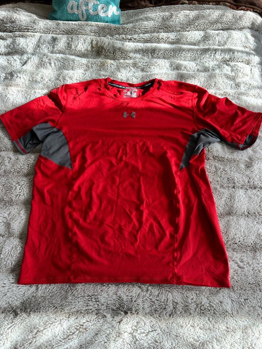 Under Armour Red Short-Sleeve Performance Tee with Gray Panels